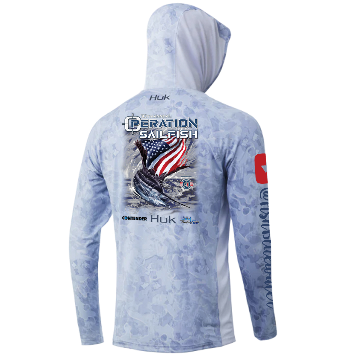 2022 Operation Sailfish Huk Mens Hooded Long Sleeve Performance