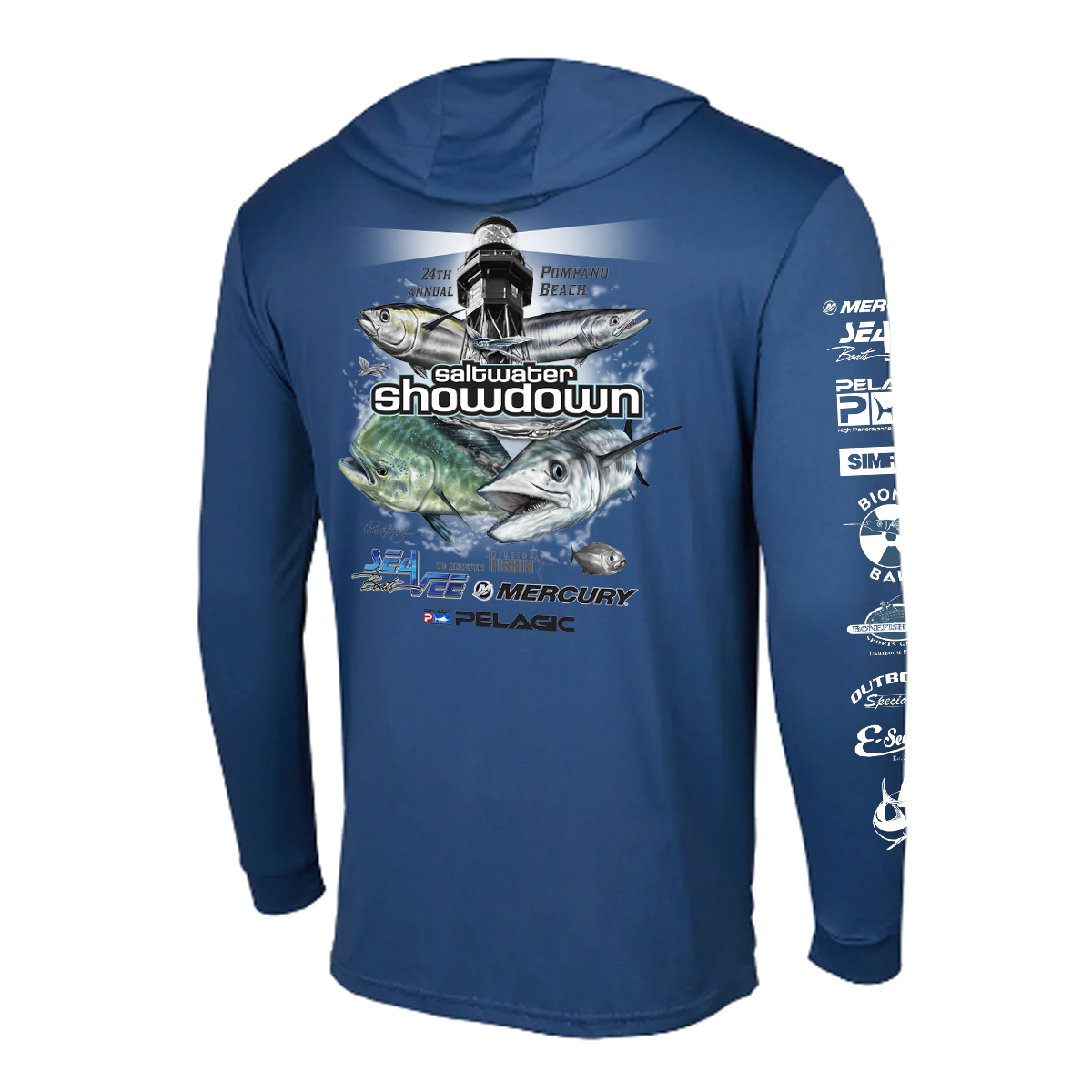 2022 Saltwater Showdown Pelagic Mens Hooded Long Sleeve Performance - Navy